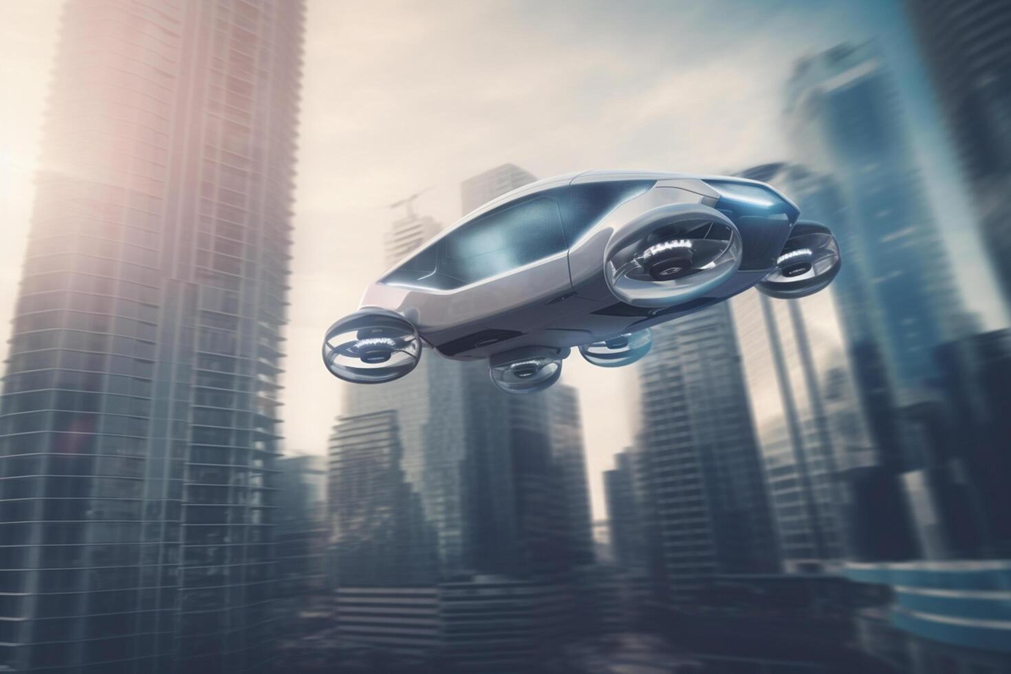 Skyline Cruiser Futuristic City Exploration with AI-Powered Flying Cars photo