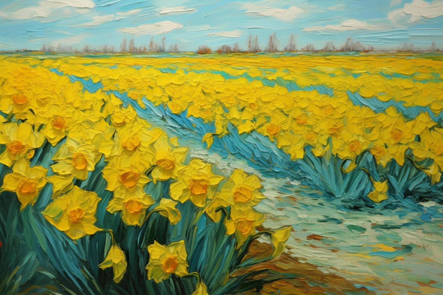 Fields of Gold A Spatula-Painted Display of Vibrant Yellow Narcissi photo