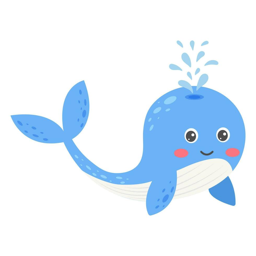 Cartoon sea whale. Pelagia. Vector illustration.