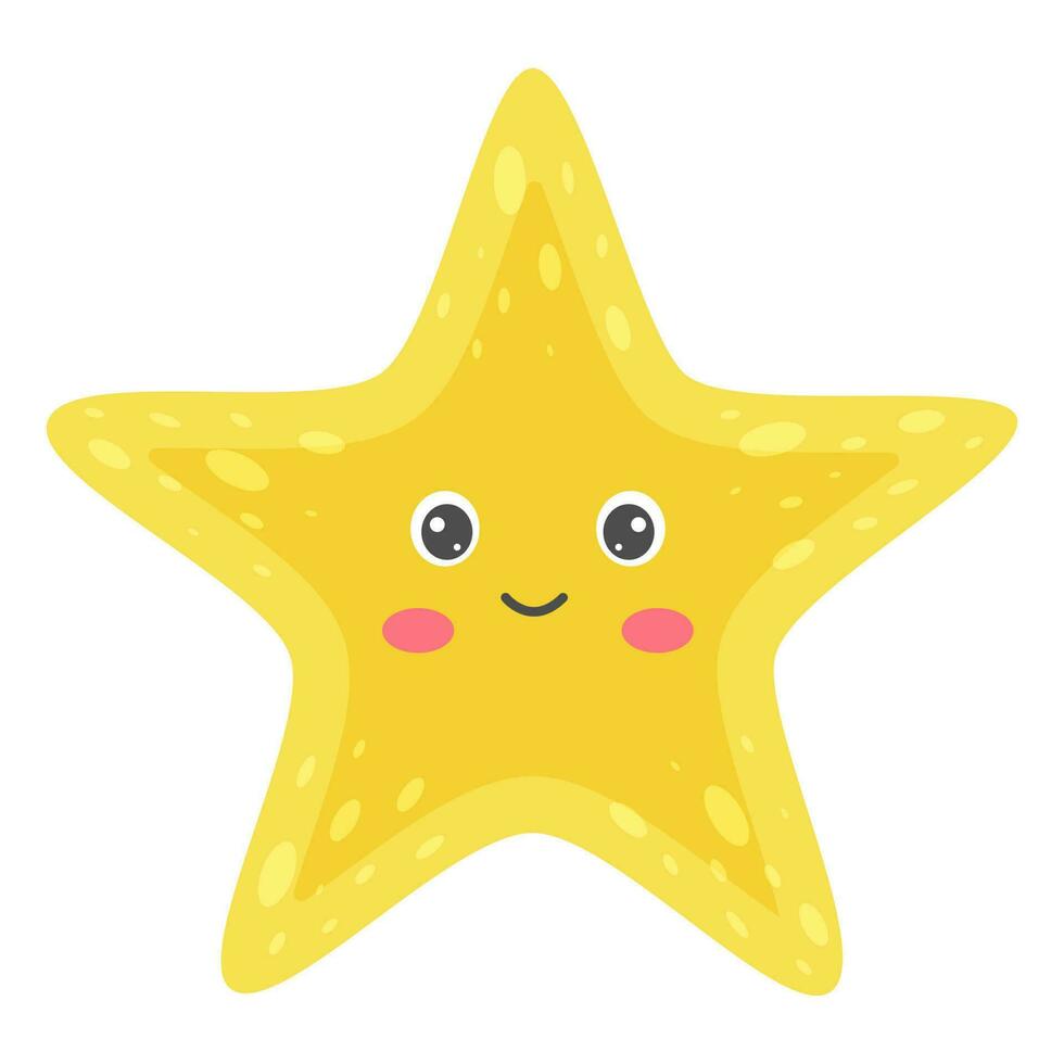Cartoon starfish. Sea animal. Vector illustration.