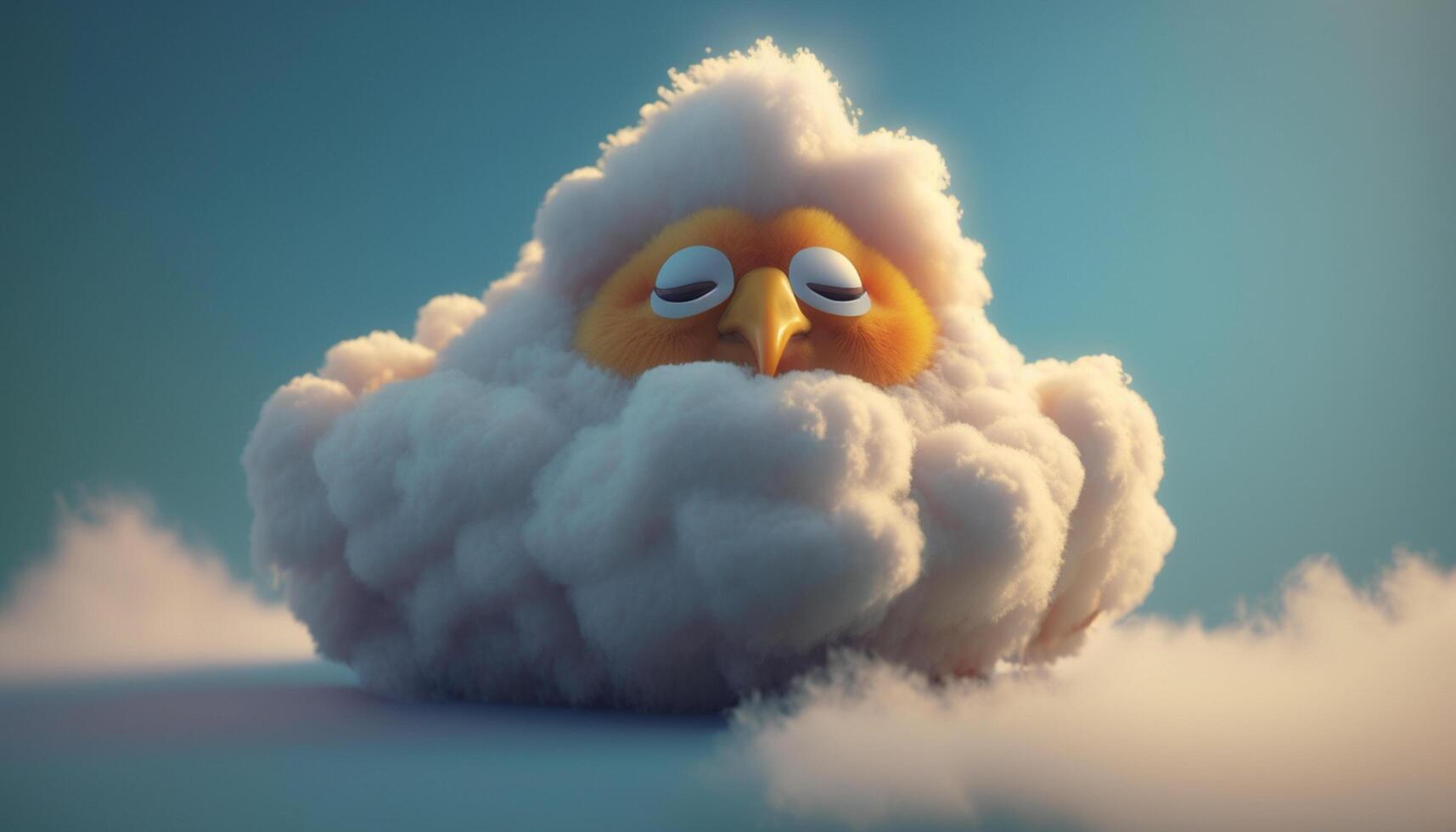Fluffy Chicken Dozes off on a Fluffy Cloud photo