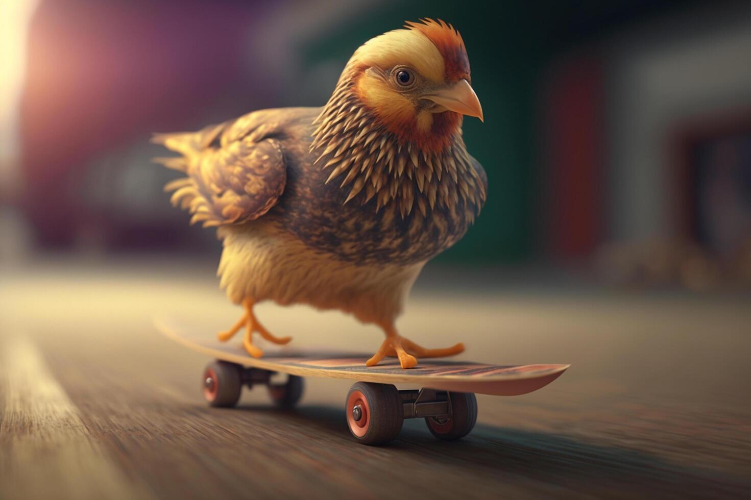 Skateboarding Chicken The Coolest Bird in Town photo