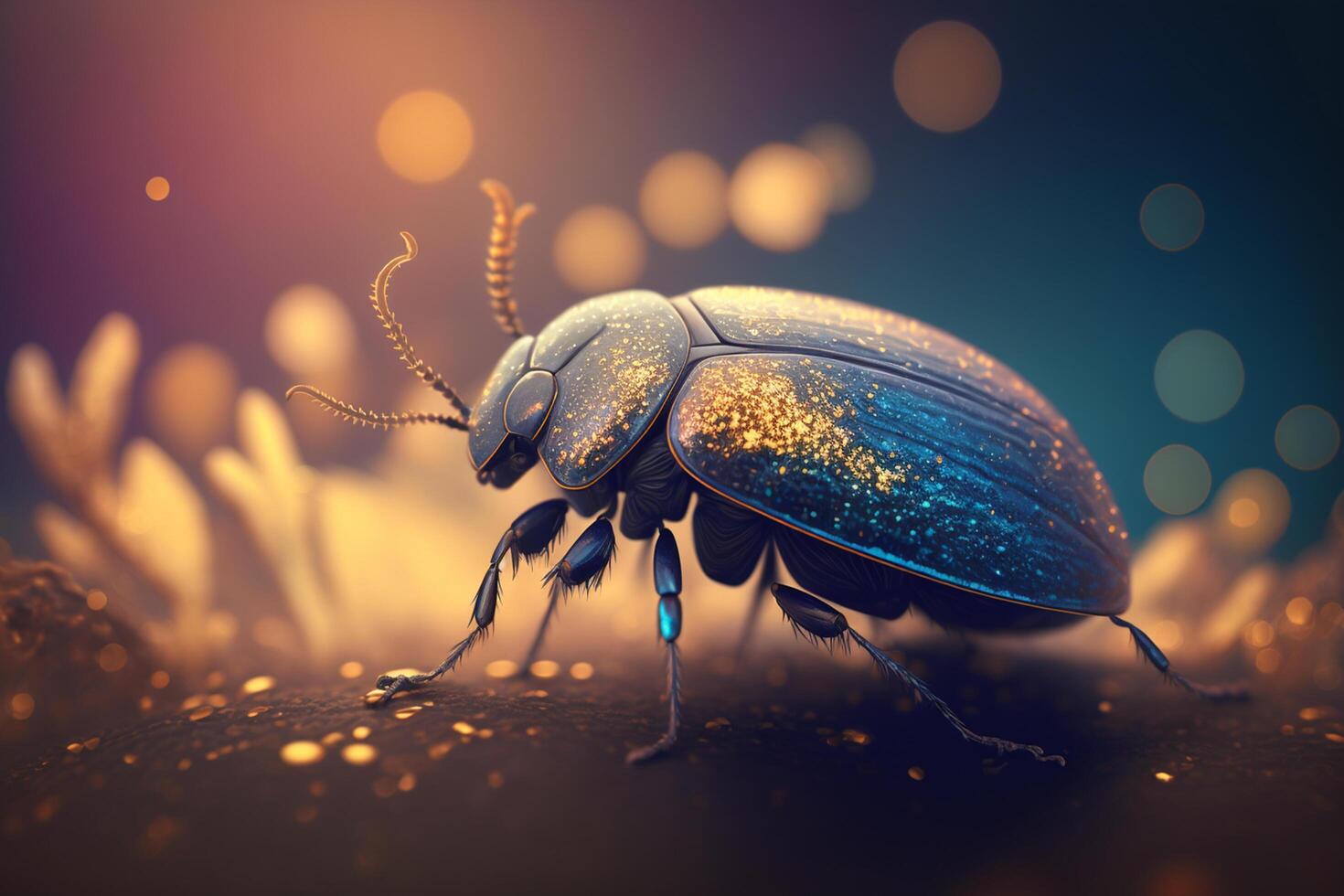 Hyperrealistic illustration of a beetle insect, close-up shot photo