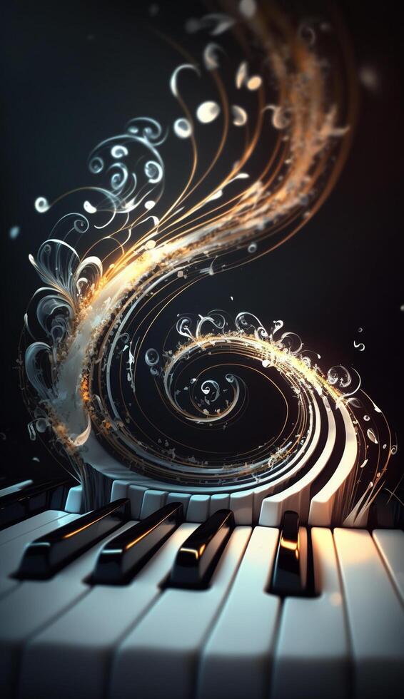 Musical Vortex An Abstract Composition of Piano Keys Representing Sound Waves photo
