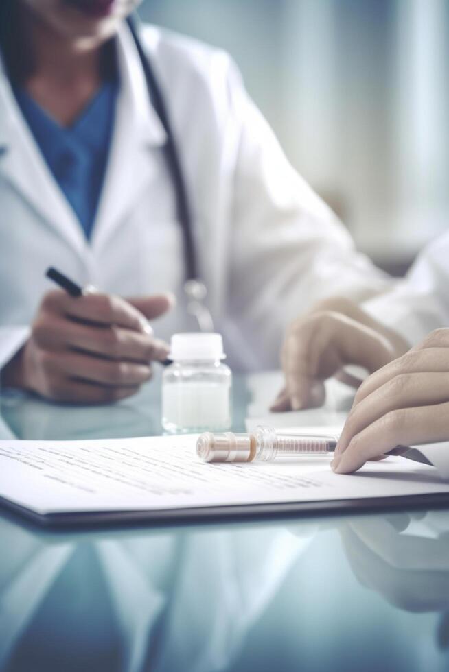 Medication Treatment Discussion Close-Up on Doctors' Hands photo