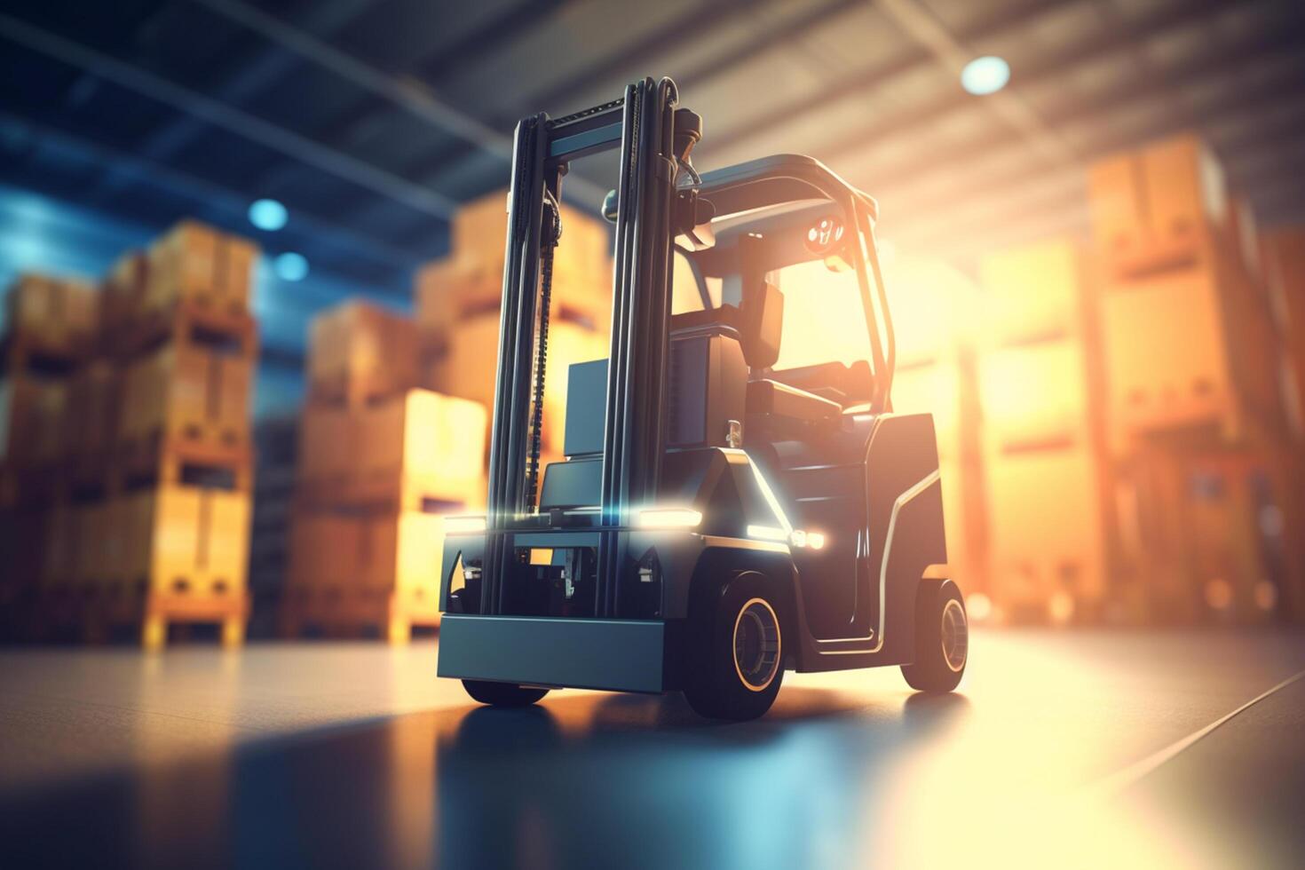 Smart Warehouses of the Future AI-Controlled Forklifts at Work photo