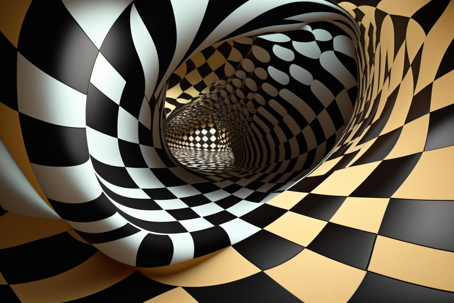 3D Chessboard Pattern with Swirling Effect photo