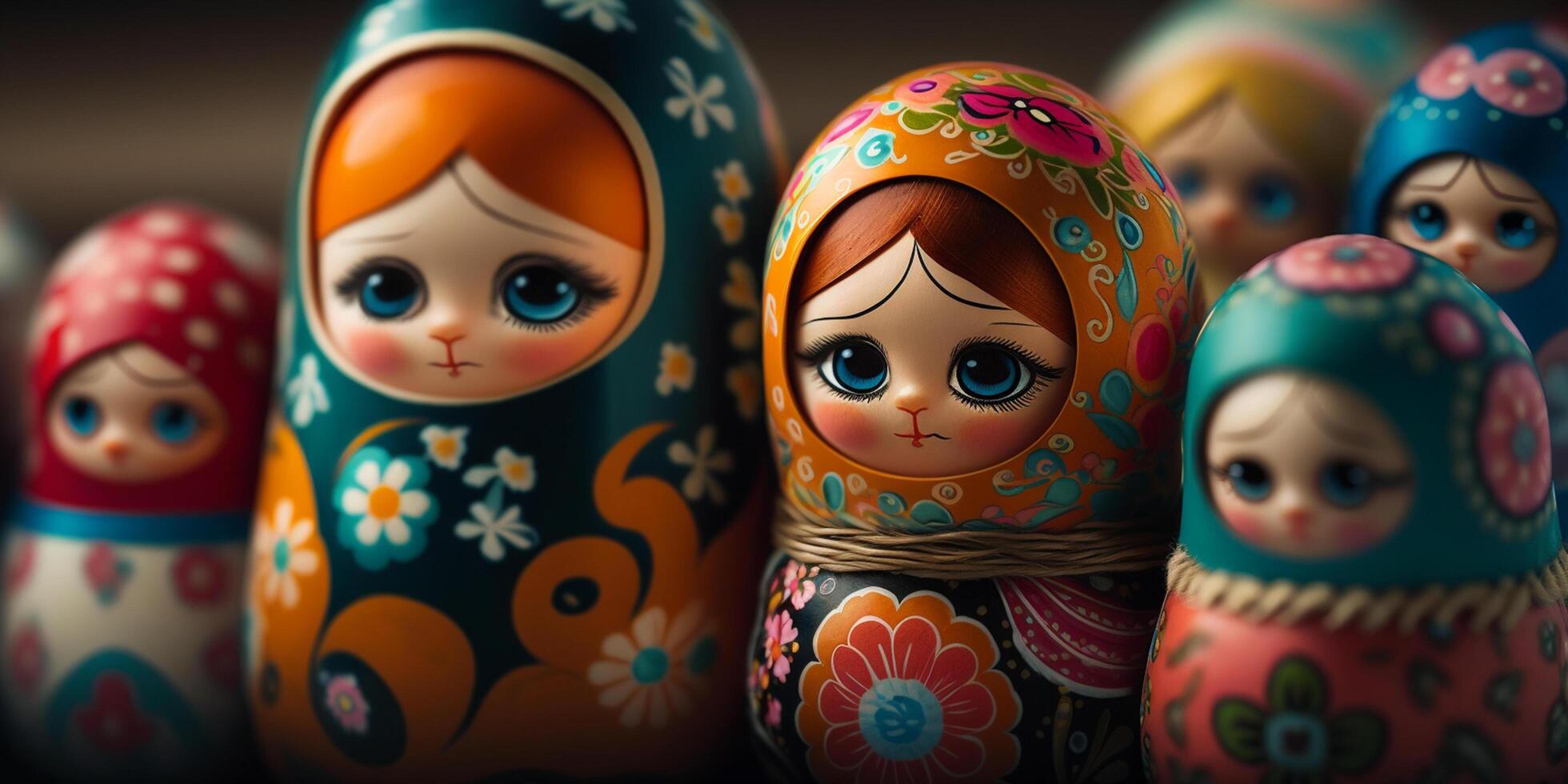 Vibrant Matryoshkas, Traditional Russian Nesting Dolls photo