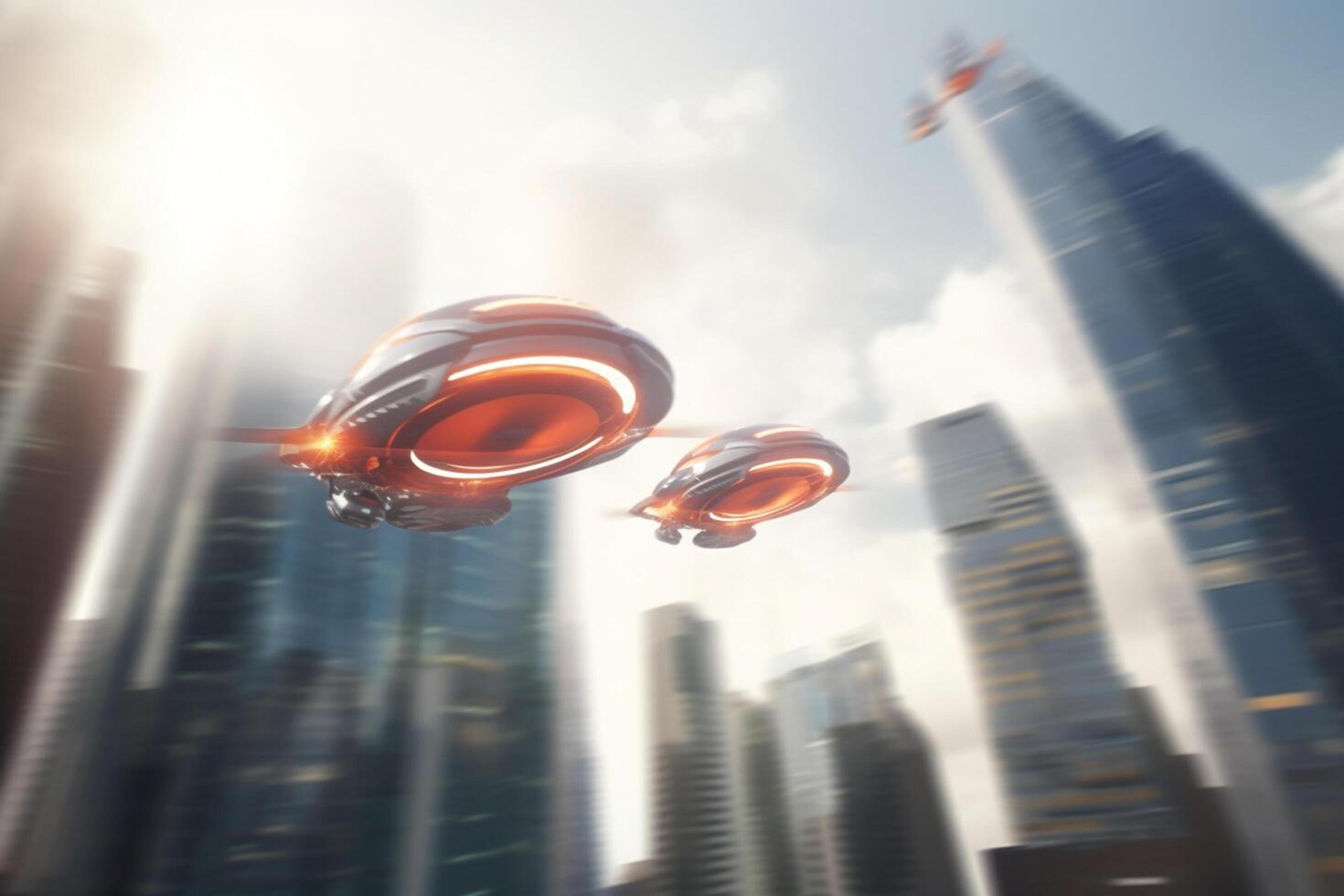 Skyline Cruiser Futuristic City Exploration with AI-Powered Flying Cars photo