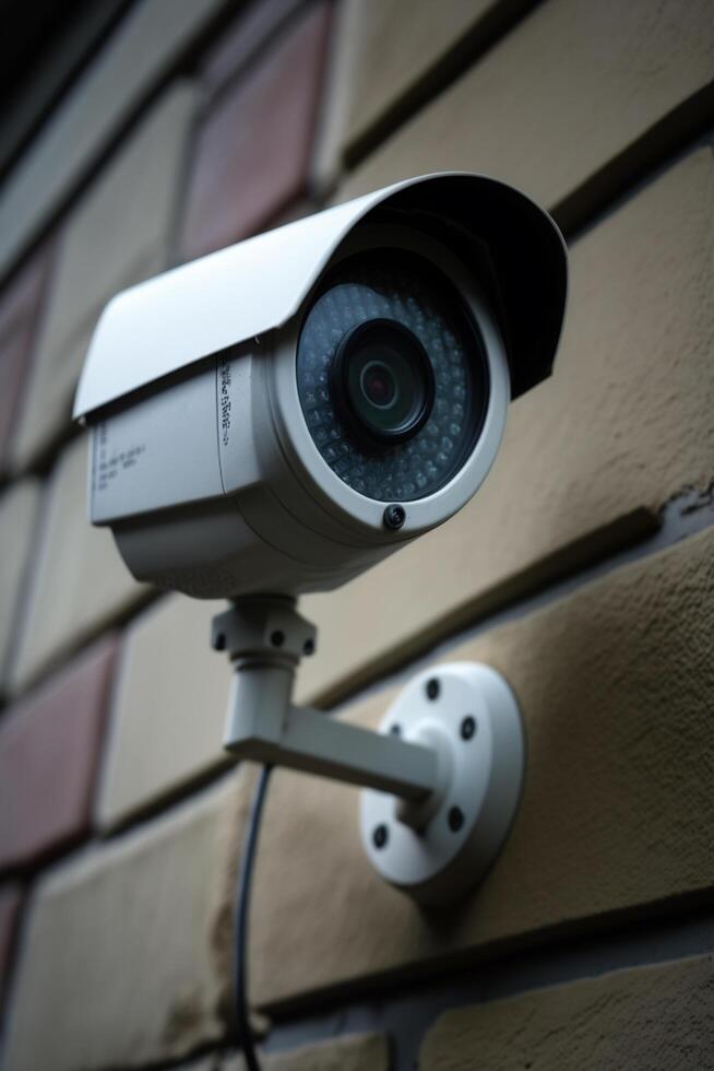 Surveillance Camera Mounted on a Wall for Enhanced Security Measures photo