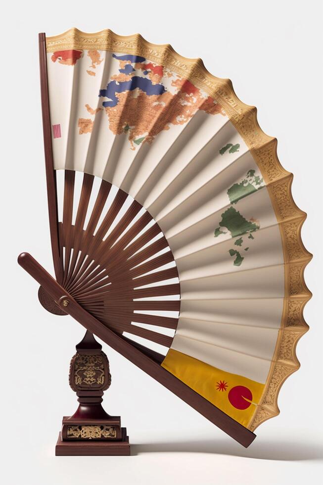 Traditional Chinese Fan in Isolation on White Background photo