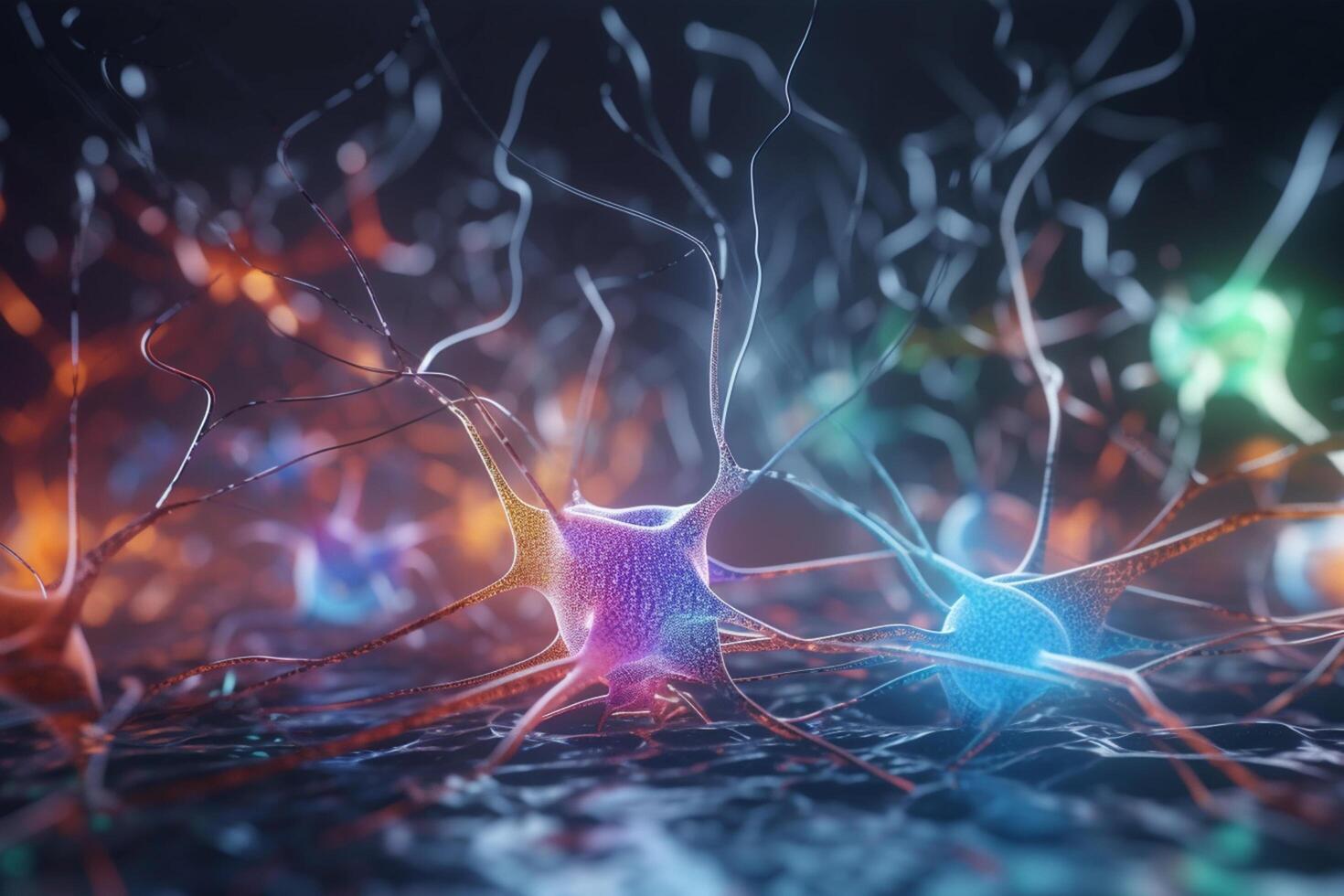 Illuminated Neuronal Connections Exploring a Network of Neurons Through a Microscope photo