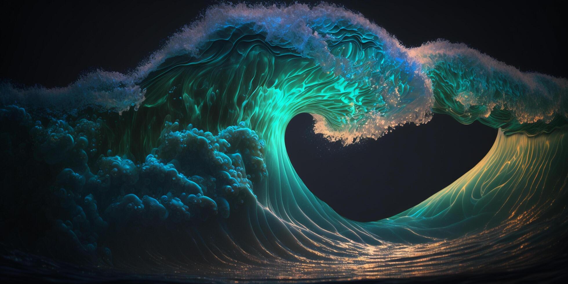 Colorful waves in the ocean in Japanese photorealistic style illustration photo