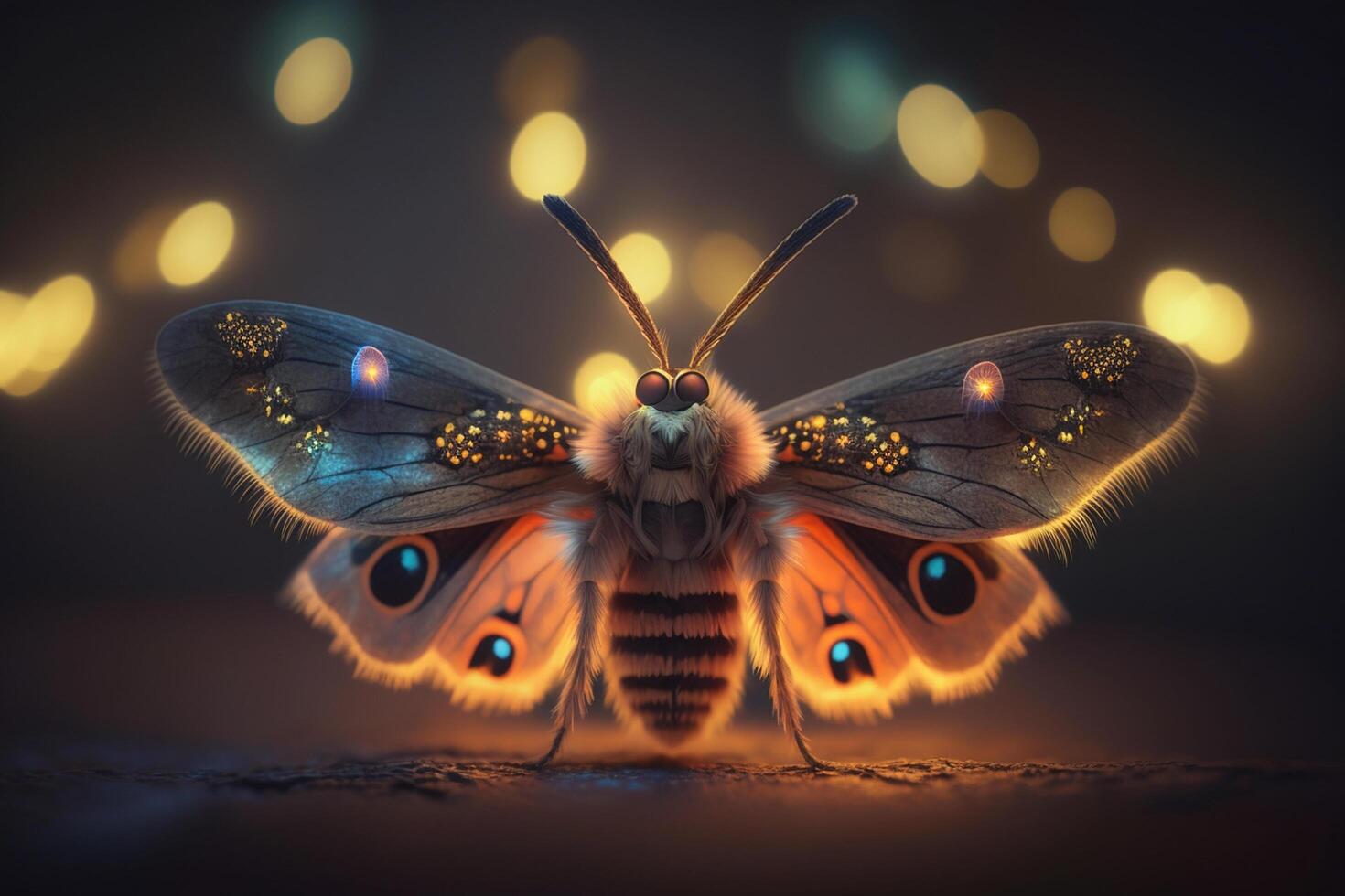 Hyperrealistic Illustration of a Moth-Like Insect, Magnified Close-Up photo
