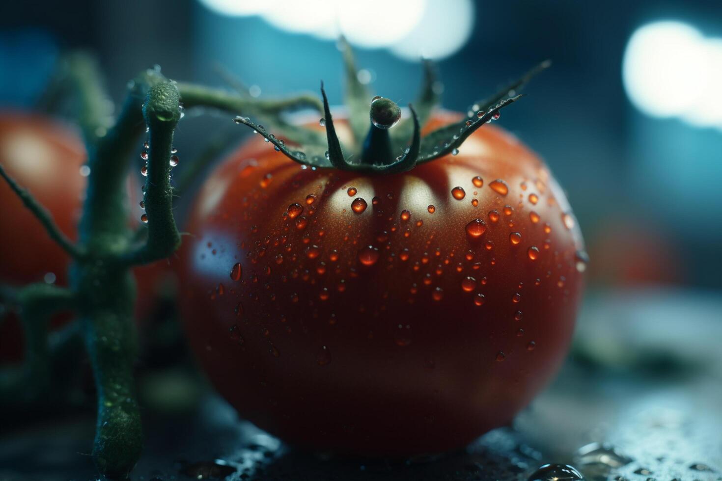 Glowing Tomatoes Cultivation under Artificial UV Light for Optimal Growth and Nutrition photo
