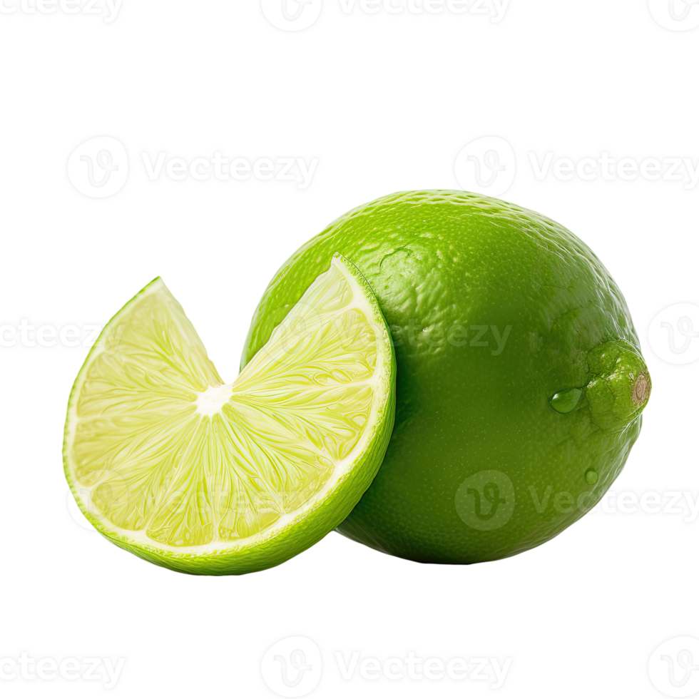 One Lemon Slice Closeup on Transparent Background. . png