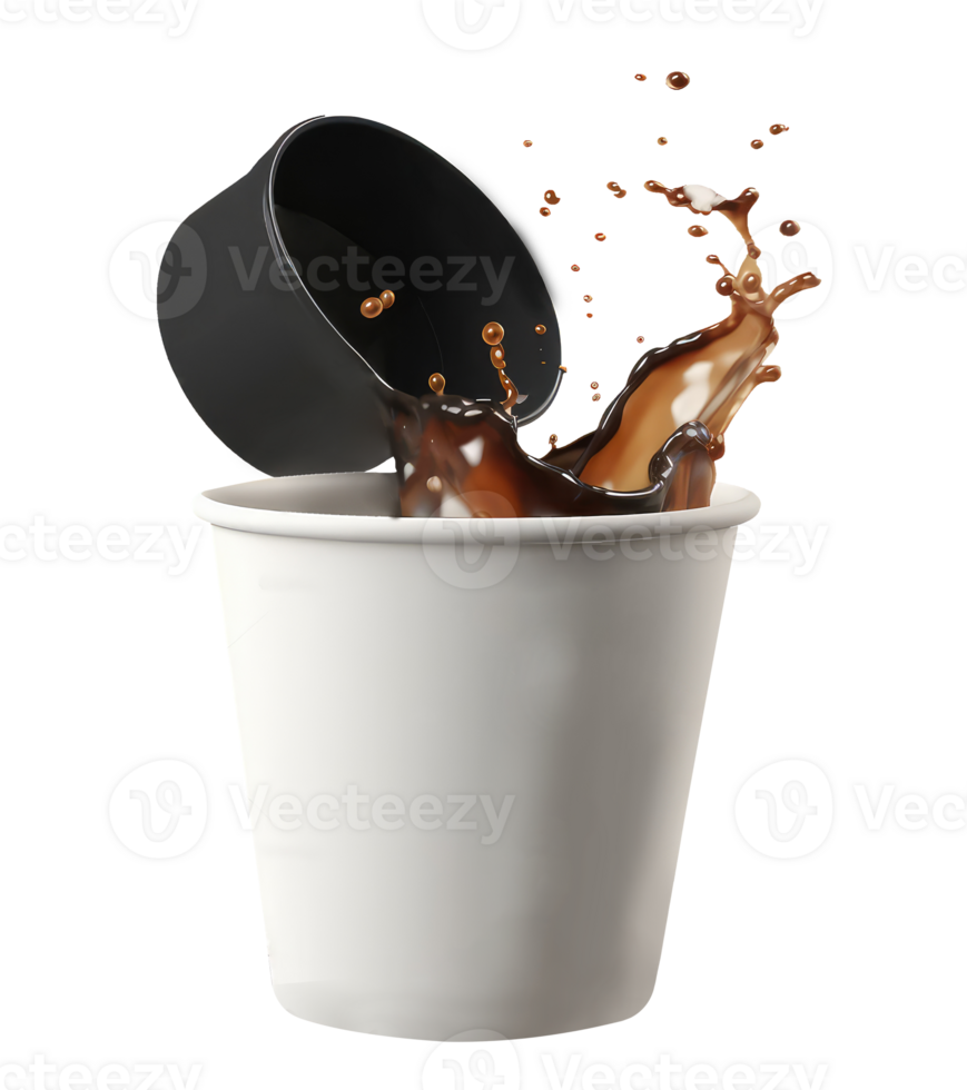 Stirring Black Tea or Coffee From Paper Cup 3D Icon. png