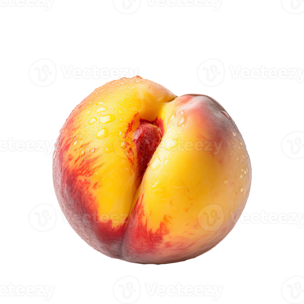 Isolated Fresh Peach with Water Drops Closeup on Transparent Backgrouond. . png