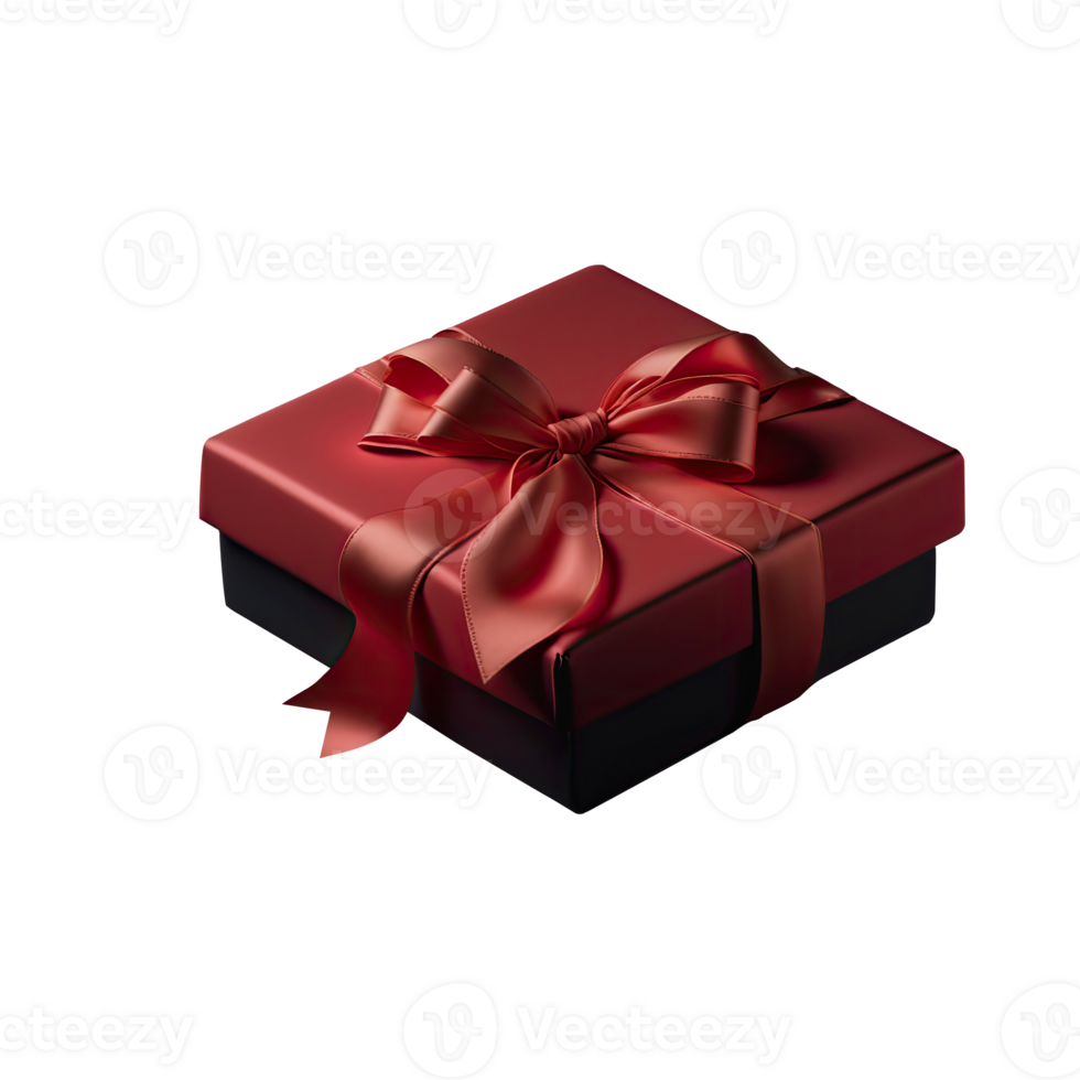 Matte Red And Black Gift Box With Bow Ribbon Icon In 3D Rendering. png