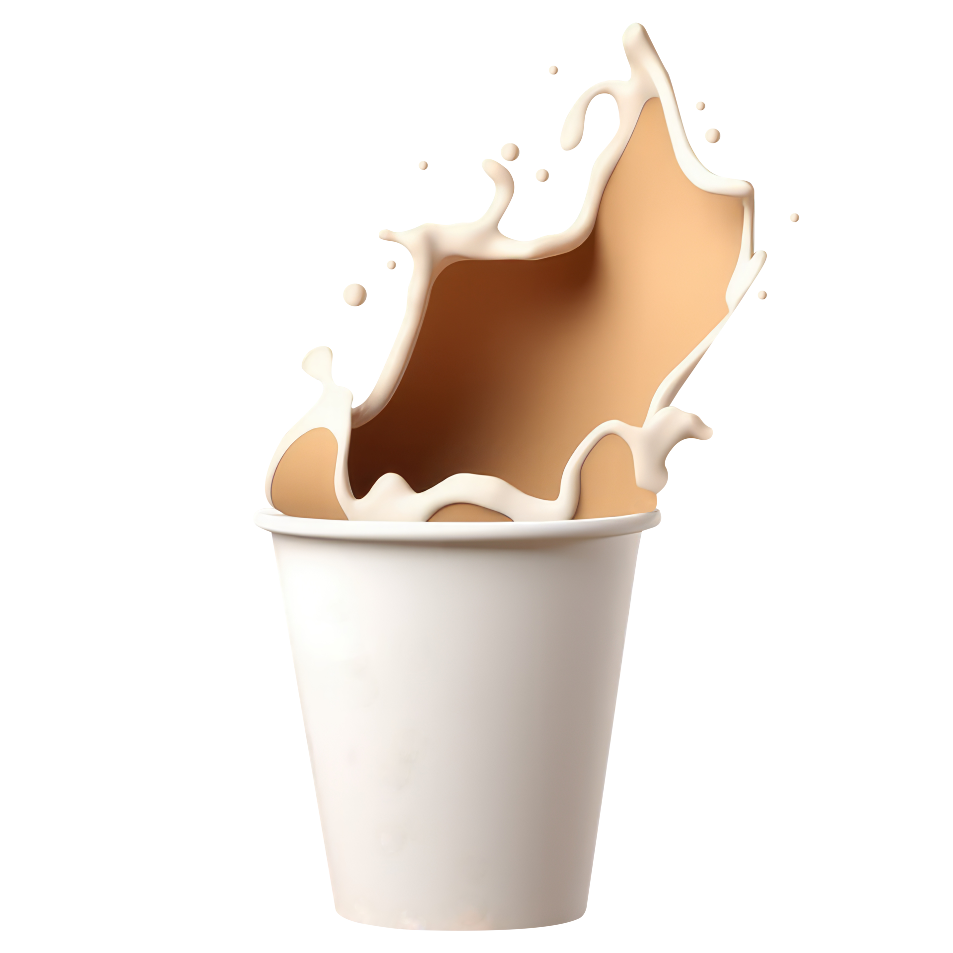 Isolated Delicious Milk Chocolate or Coffee Splashing Disposal Glass on