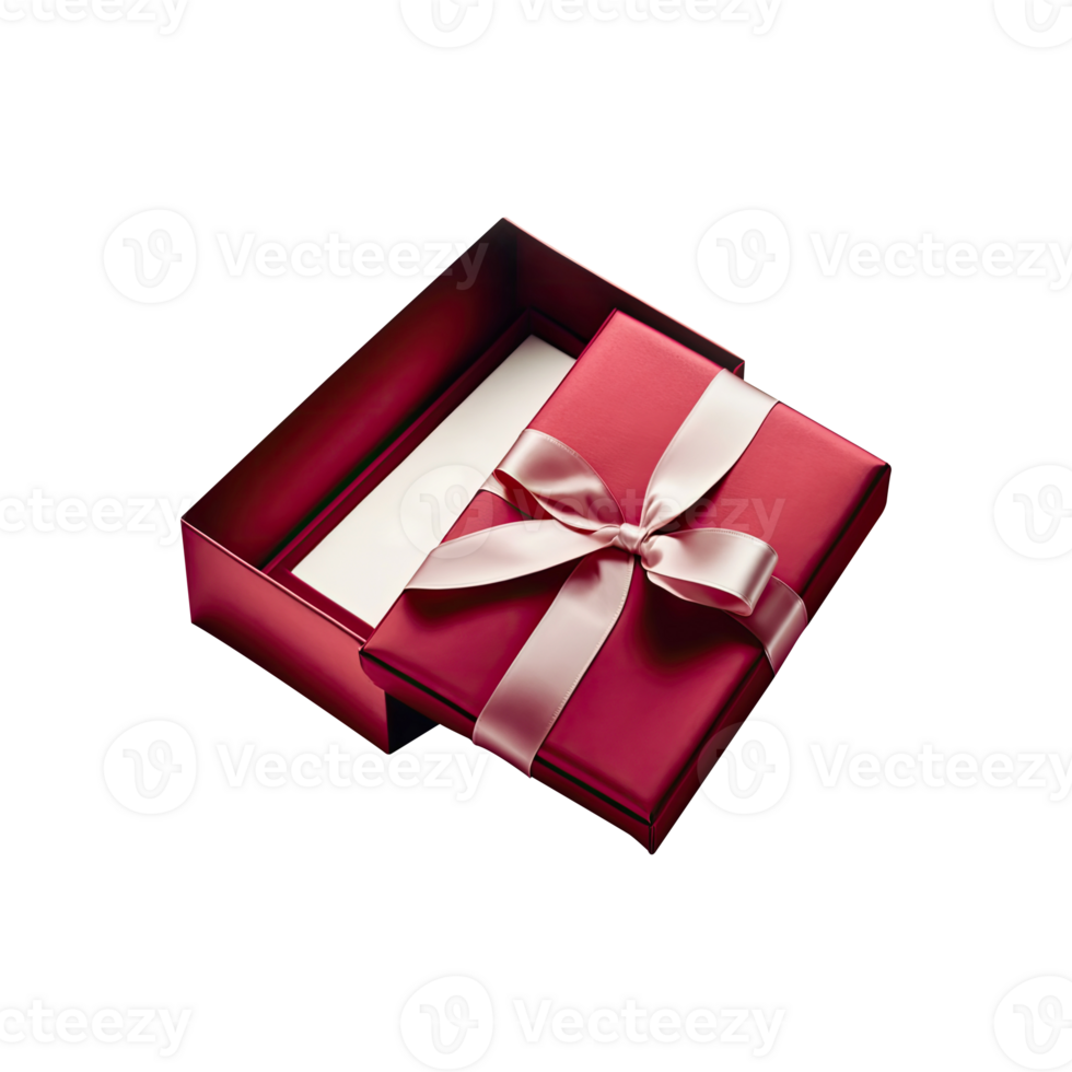 3D Render of Open Gift Box With Pink Bow Ribbon Icon. png