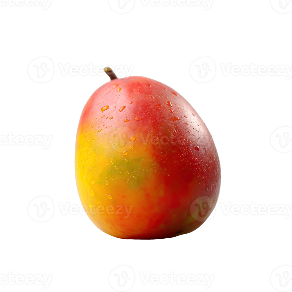 Alphonso Mango with Water Drops on Transparent Background. Digital Illustration. png