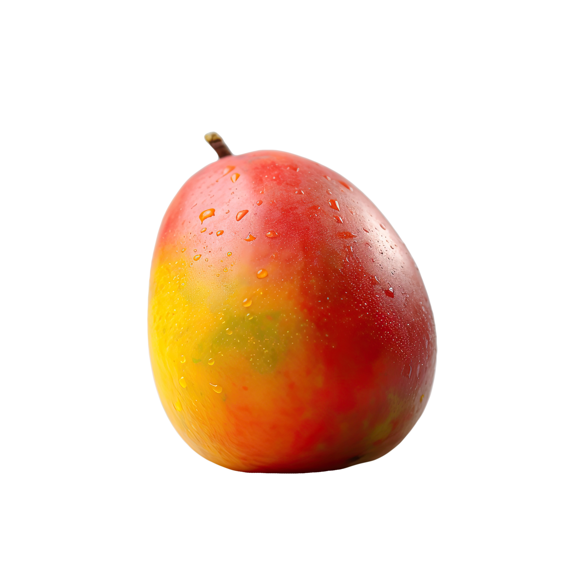 Alphonso Mango with Water Drops on Transparent Background. Digital