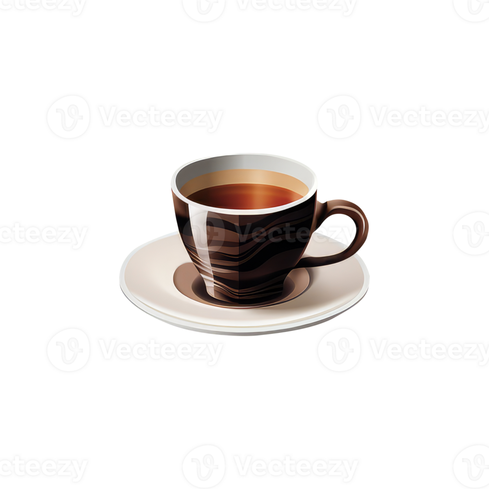 Isolated Brown Coffee or Tea Cup with Saucer 3D Icon on Transparent Backgorund. png