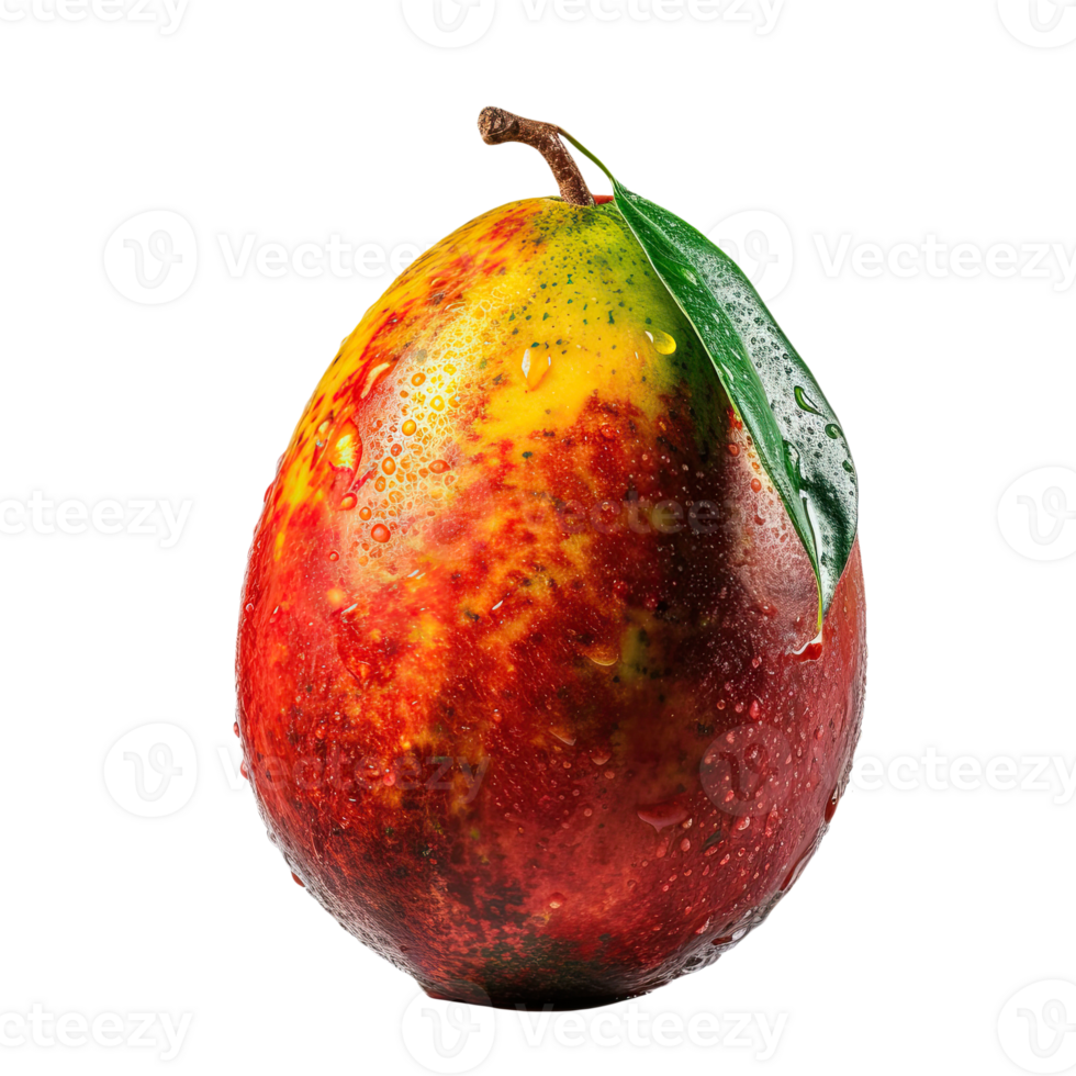 Ripe Pear with Water Drops on Transparent Background. Digital Illustration. png