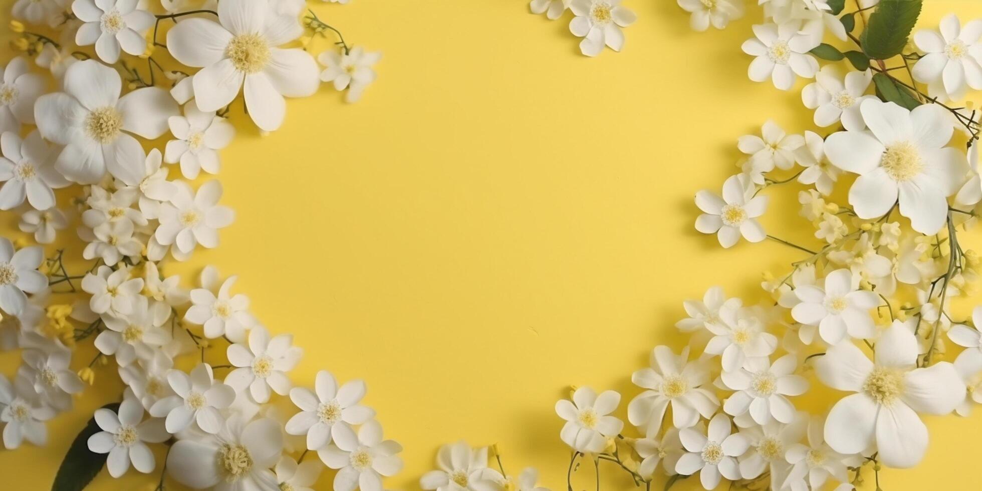Serene White Blooms on a Sunny Yellow Canvas photo