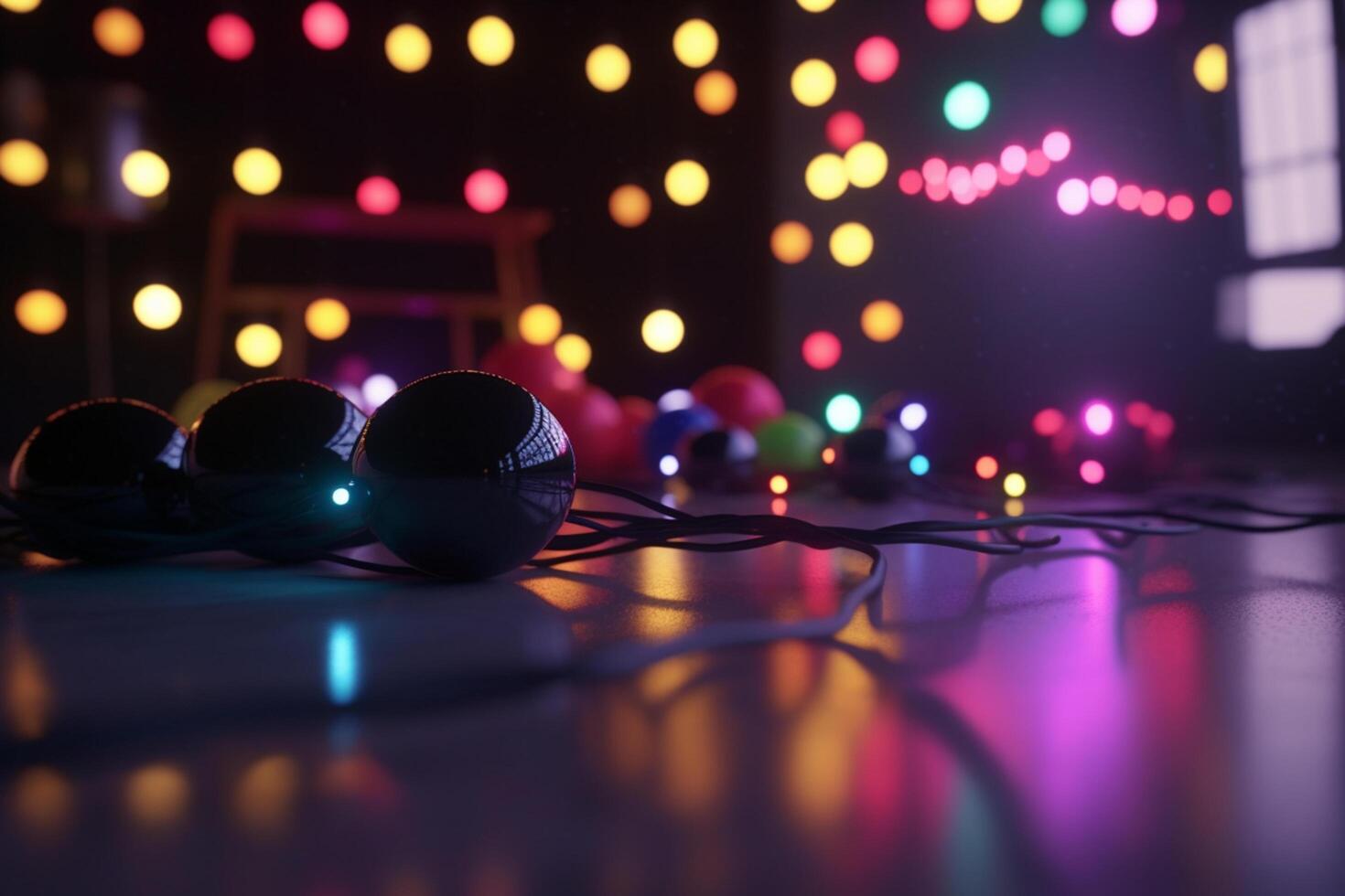 Vibrant Disco Lights Illuminate Empty Dance Floor photo