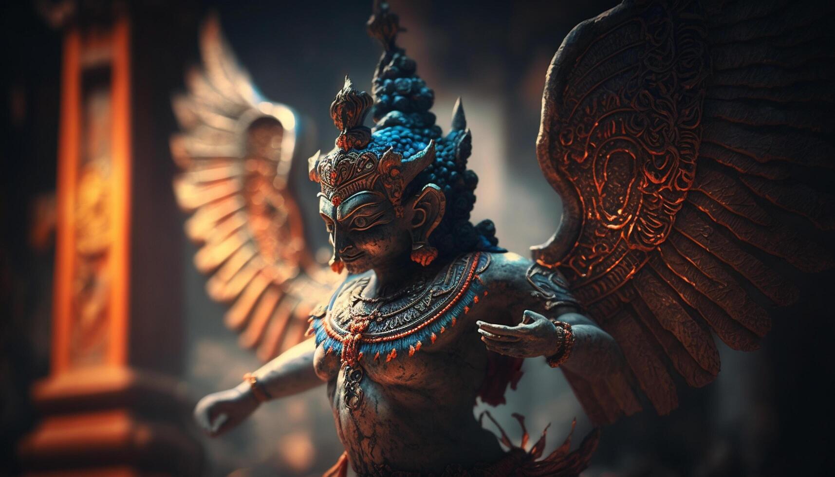 Majestic Garuda Sculpture Symbol of Power and Devotion in Indian Mythology photo