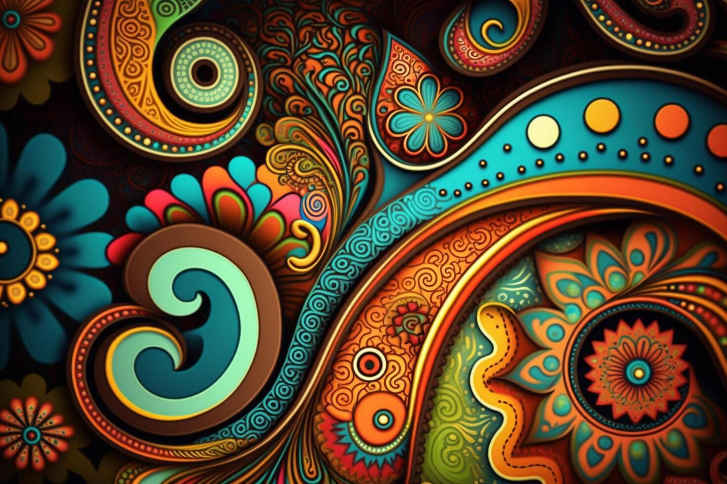 Hippie Paisley Pattern in Rainbow Colors 24063273 Stock Photo at Vecteezy