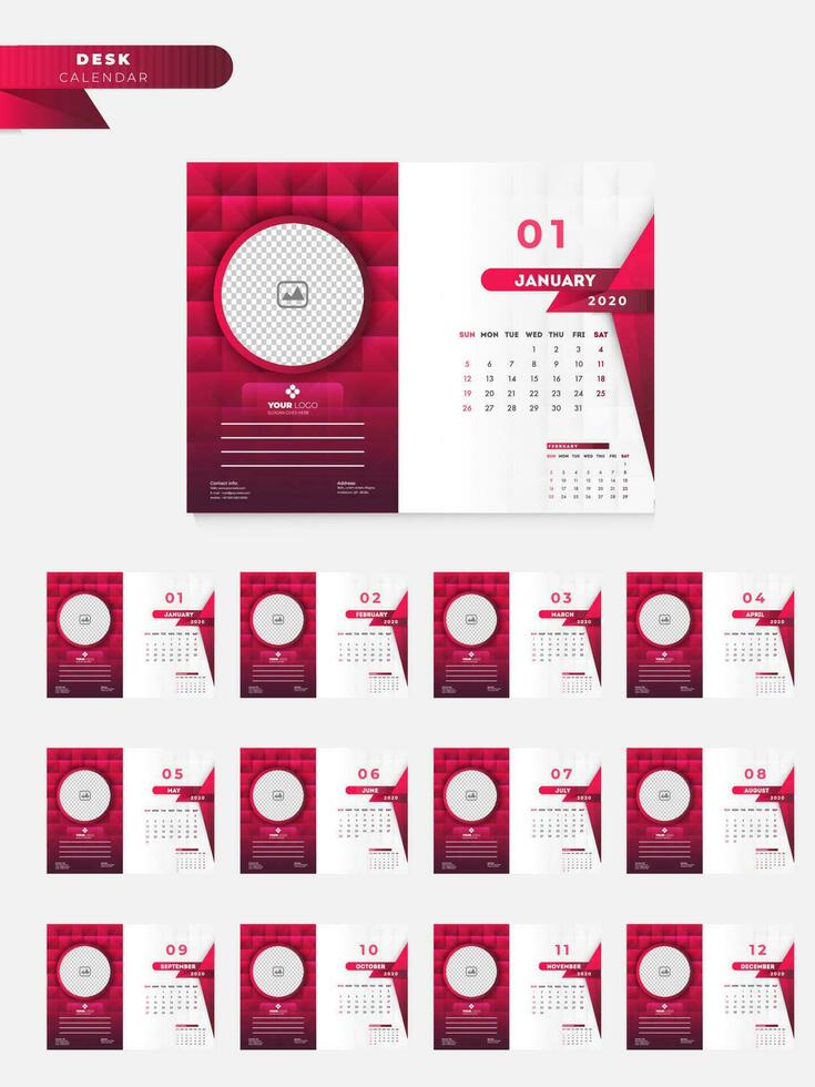 Yearly desk calendar design. vector