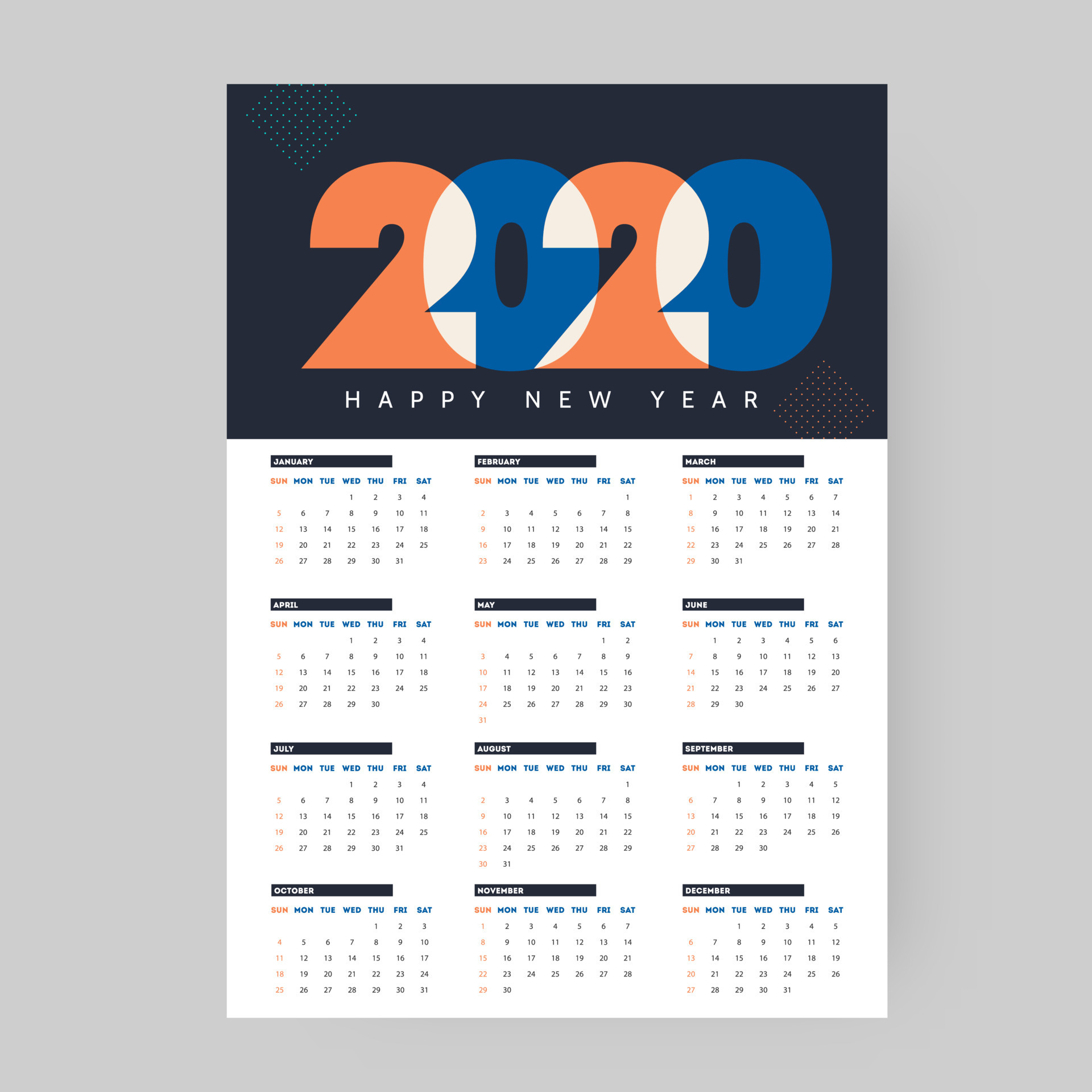 Yearly desk calendar design. 24063371 Vector Art at Vecteezy
