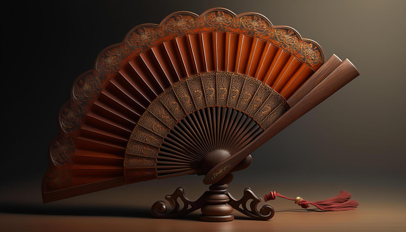 Colorful Traditional Chinese Fan with Floral Design photo