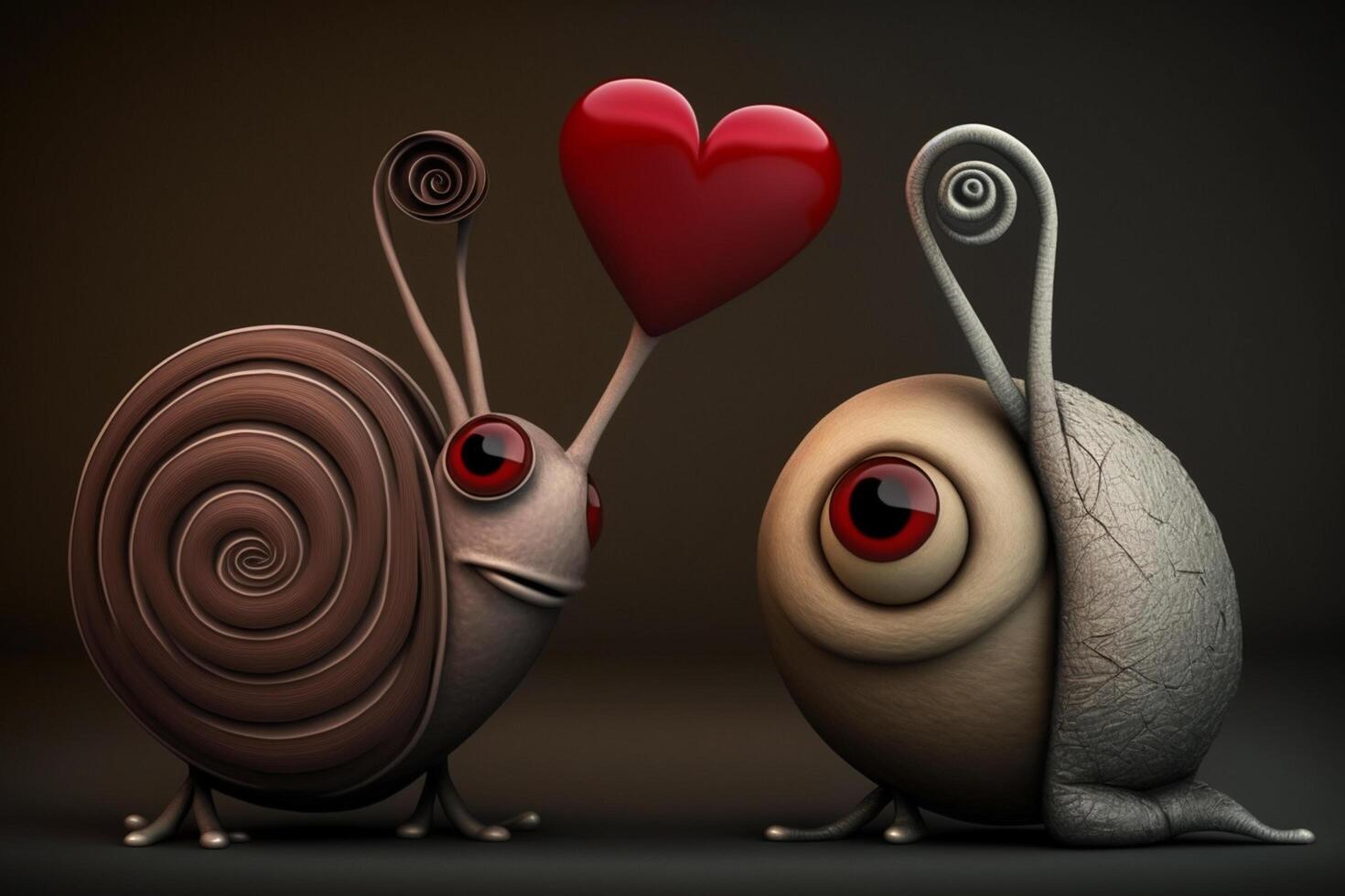 Funny snails celebrate their love for Valentine's Day photo