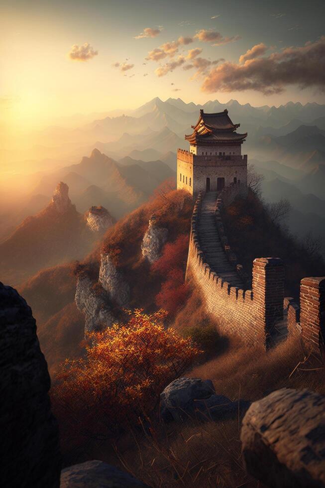Serene Sunset over the Chinese Wall with Majestic View photo
