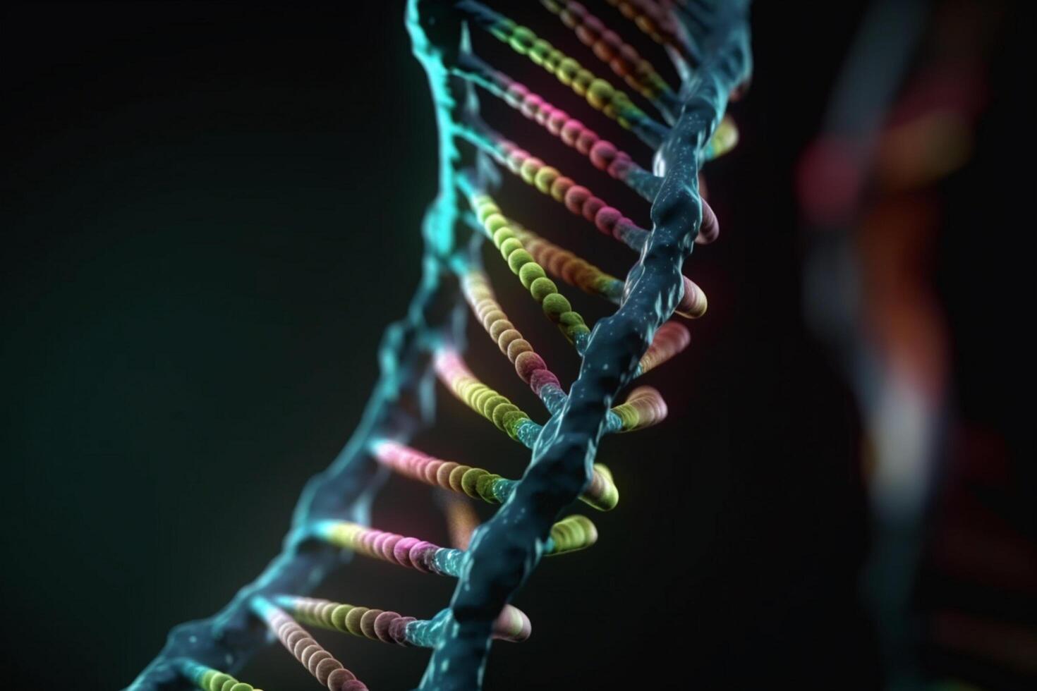 Vibrant 3D Illustration of DNA Replication in Microscopic Detail photo