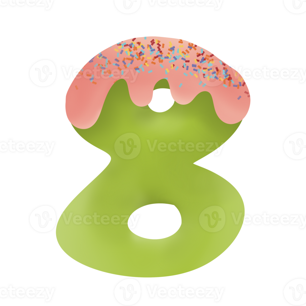 Number eight with green and pink colors png