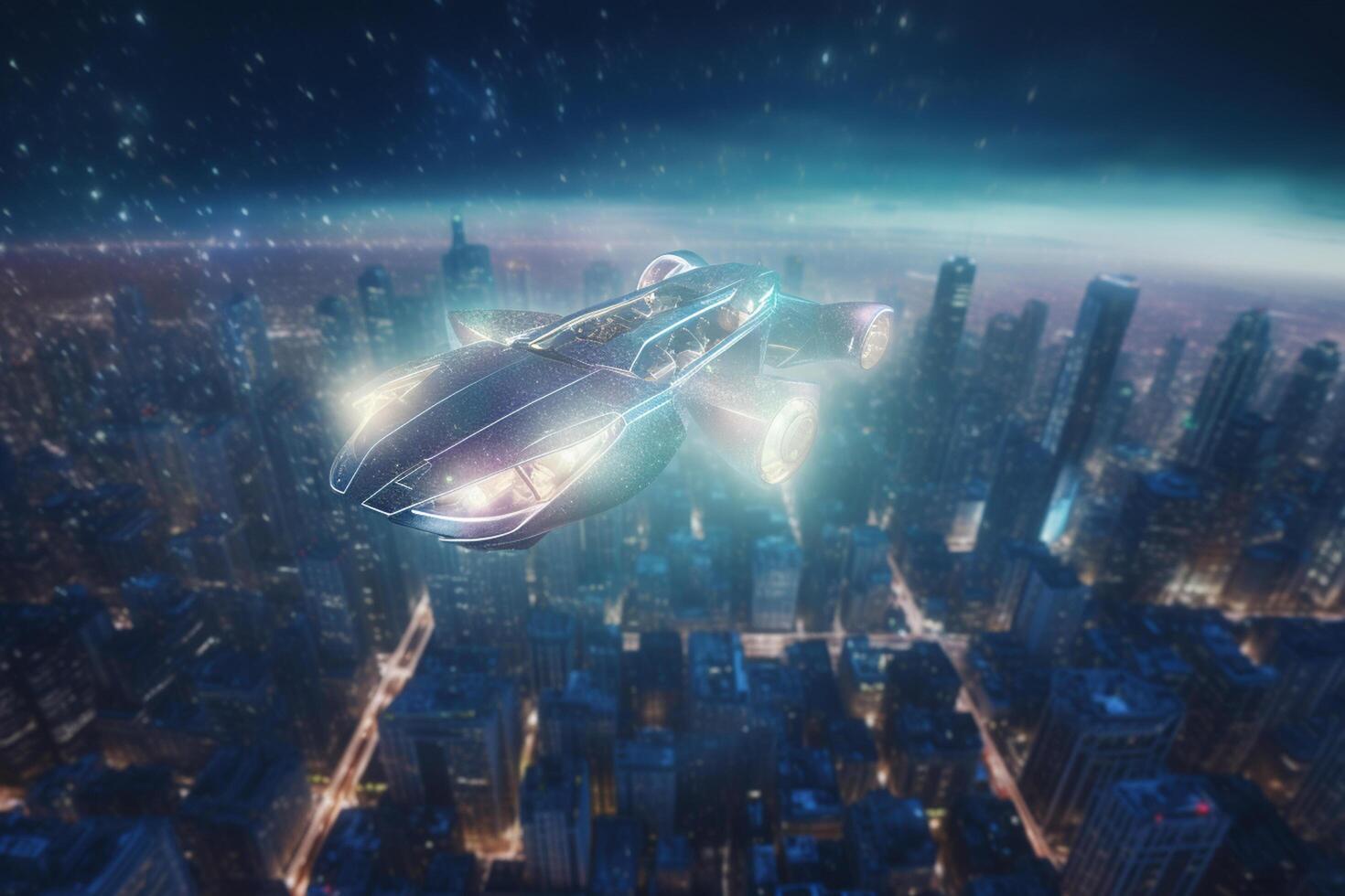 Flying Cars in the City A Futuristic AI-Powered Concept Illustration photo