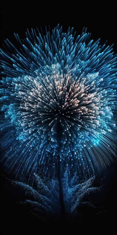 Spectacular Blue Fireworks Illuminating the Night Sky in Stunning Detail photo