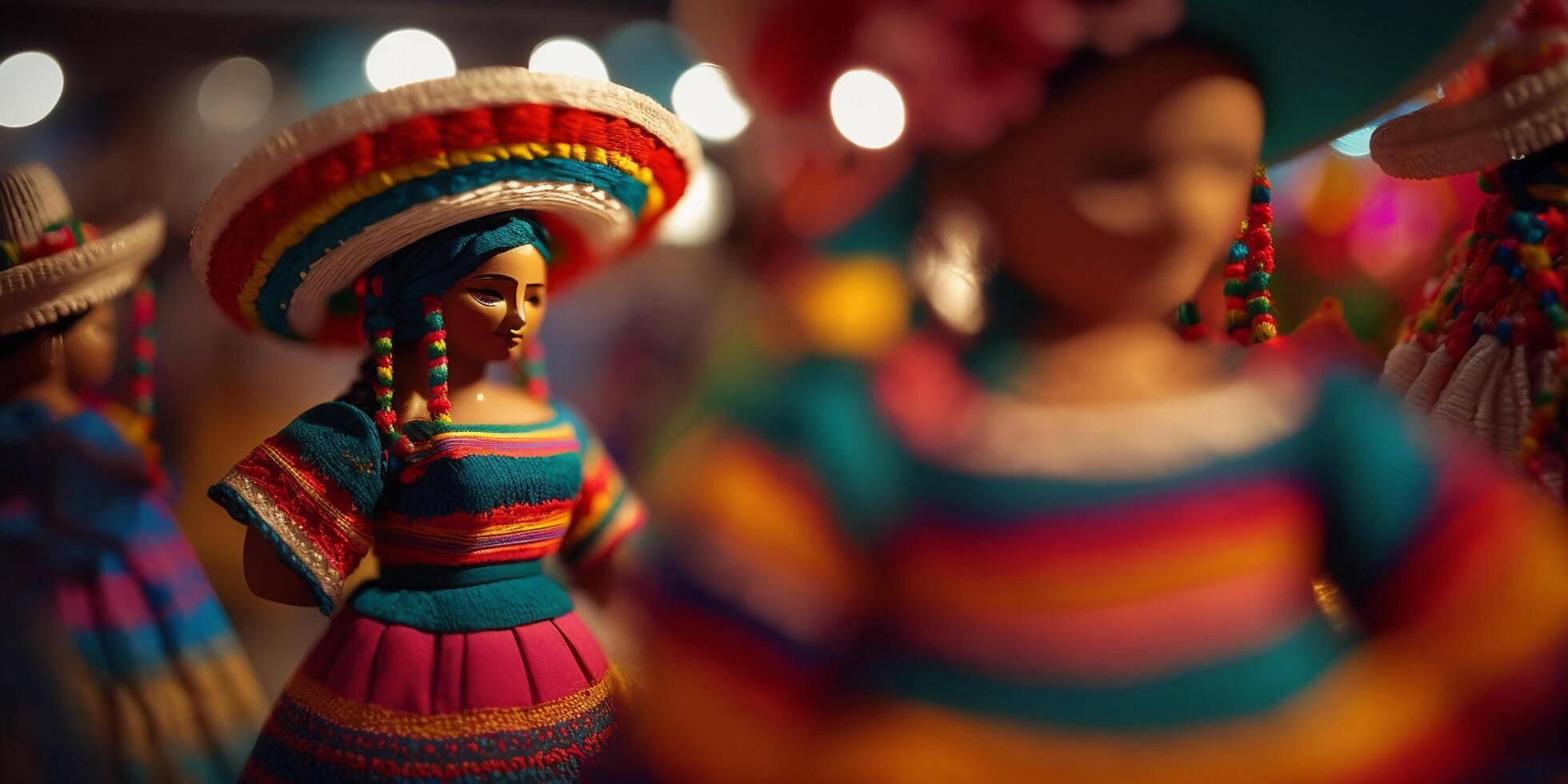 Vibrant Wooden Statues Celebrating Mexican Guelaguetza Festival photo