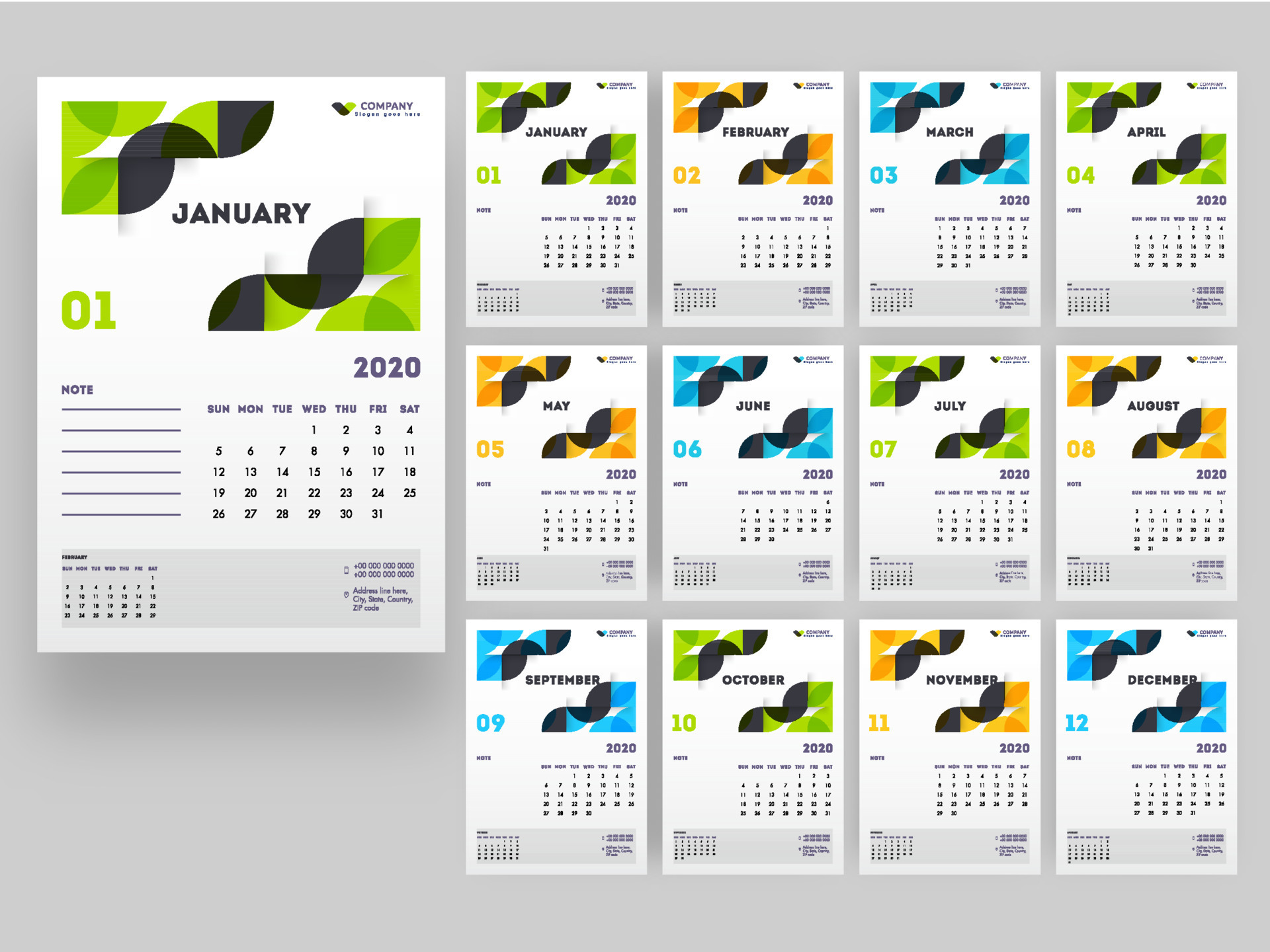 Yearly desk calendar design. 24064034 Vector Art at Vecteezy