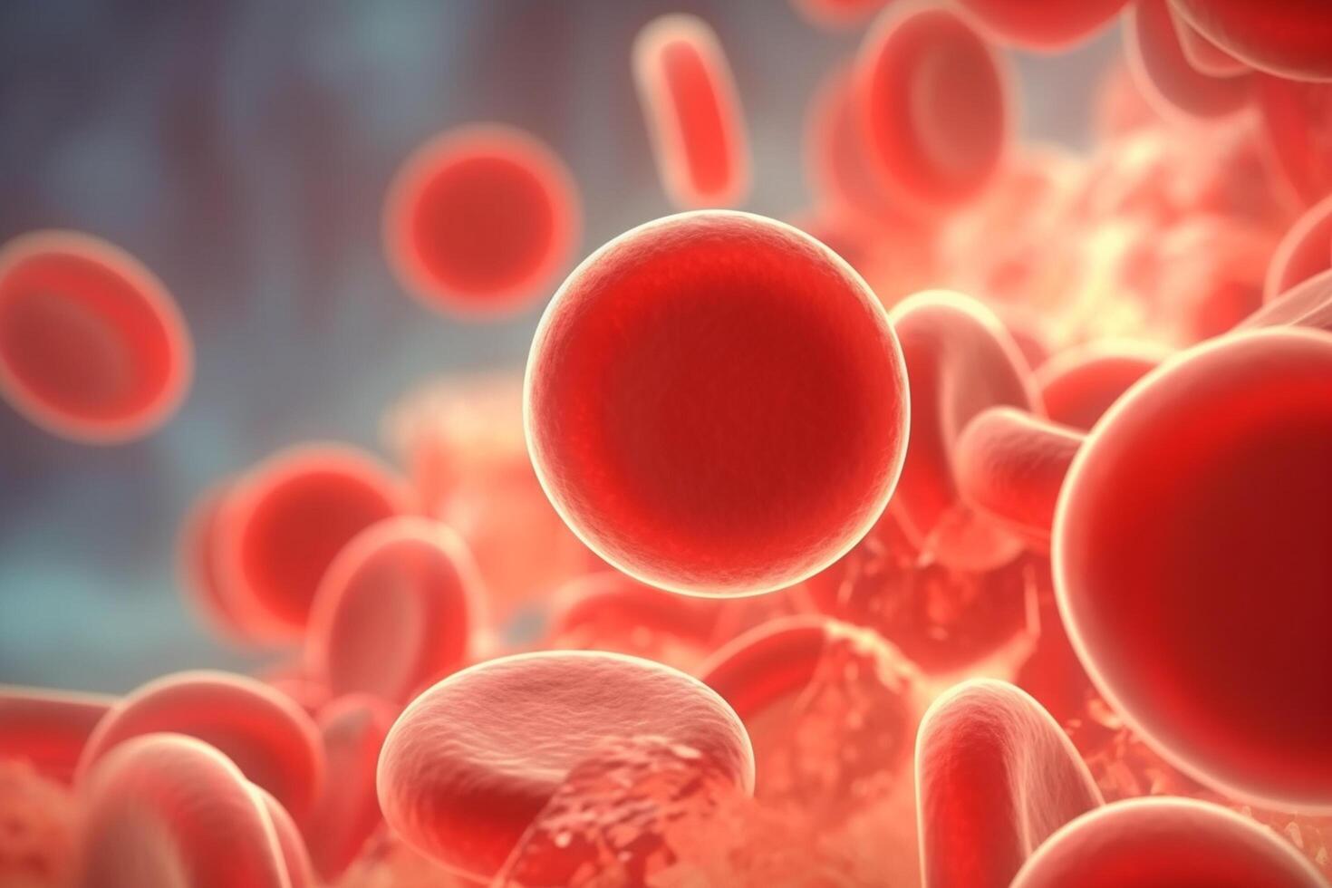 vívido ver de rojo sangre células debajo el microscopio ai generado foto