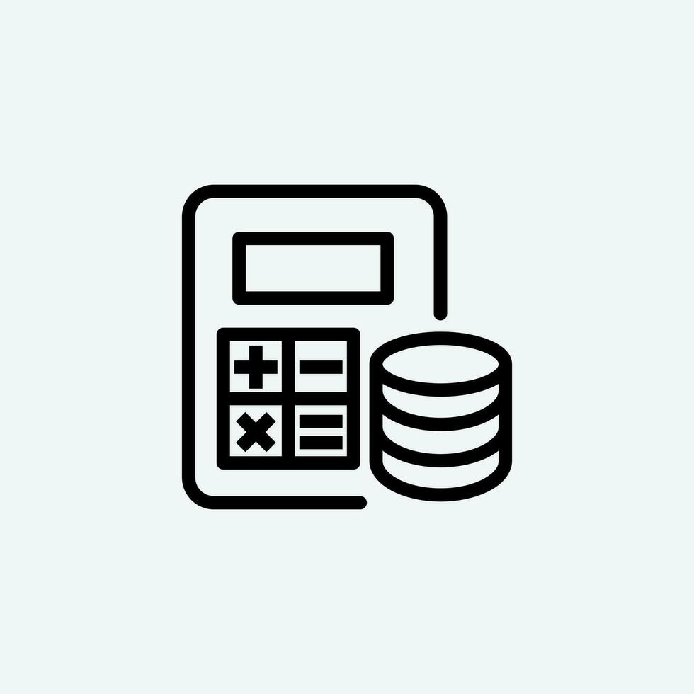 Financial calculation Money line icon, budget, calculate, accounting, tax, pictogram, web, outline, finance, data, loan, income, pay, financial, investment, symbol, savings, payment vector