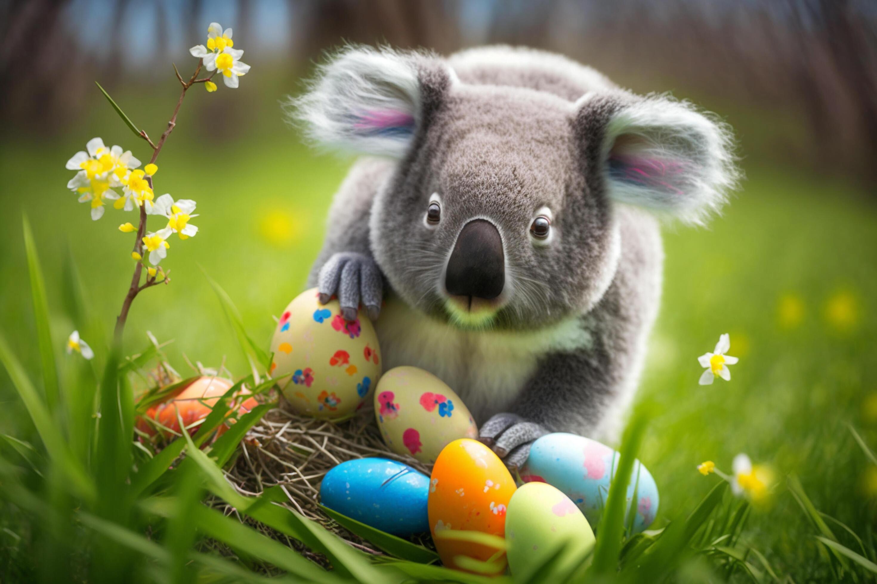 Easter koala with Easter eggs Content 24064236 Stock Photo at Vecteezy