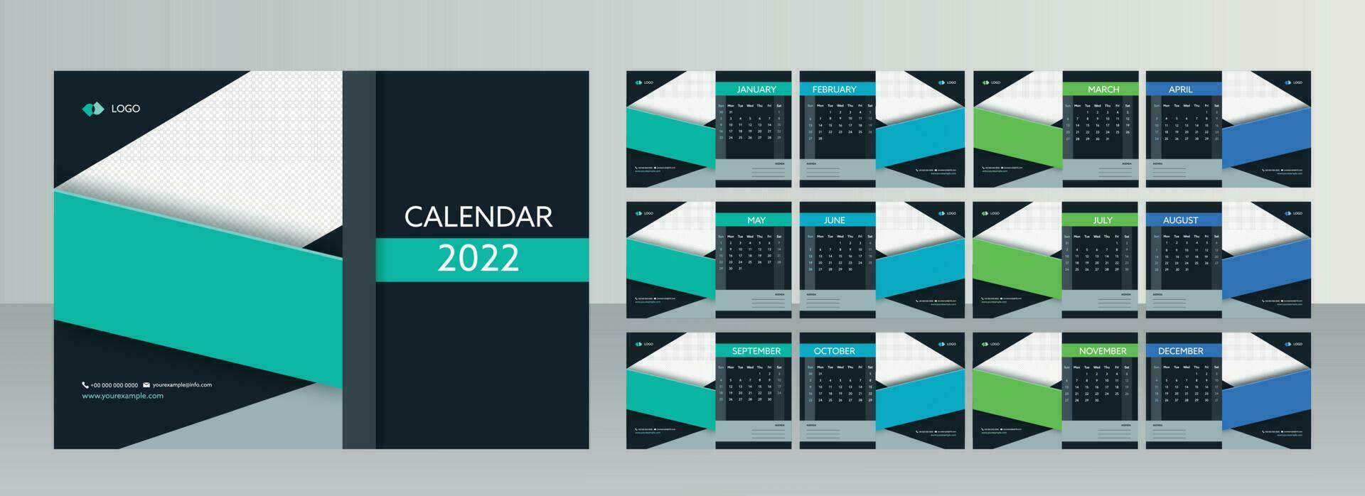 Yearly desk calendar design. vector