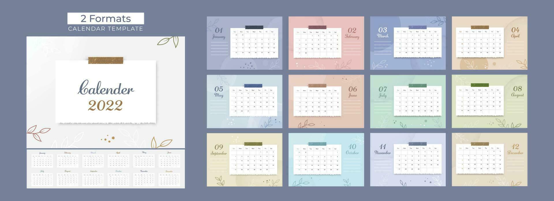 Yearly desk calendar design. vector