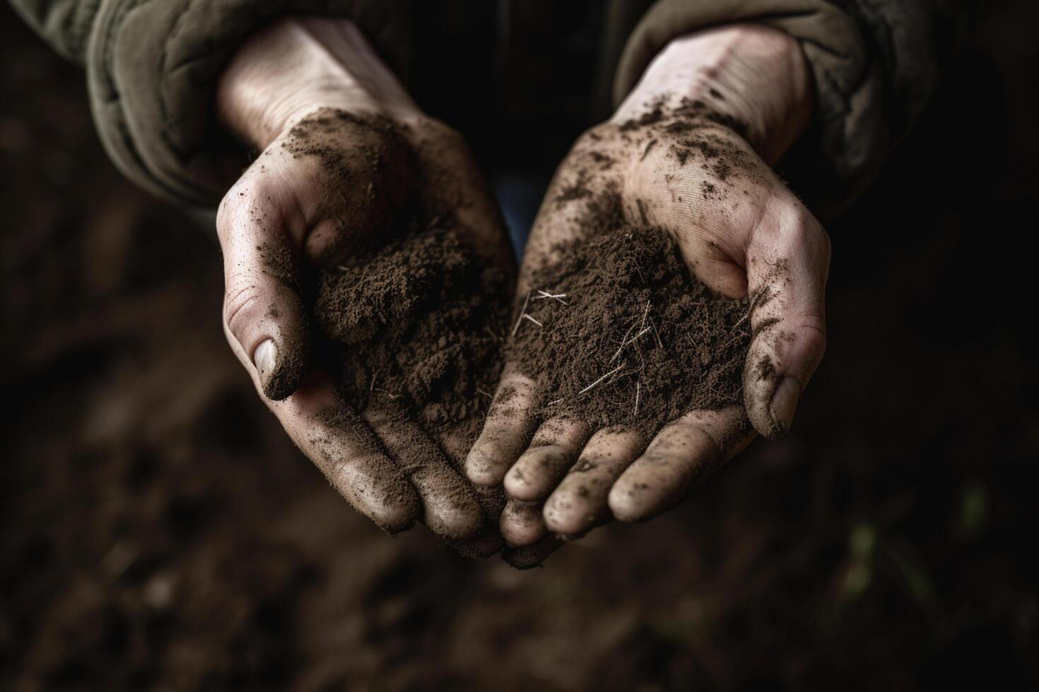 Harvesting the Earth Two hands holding a pile of soil photo